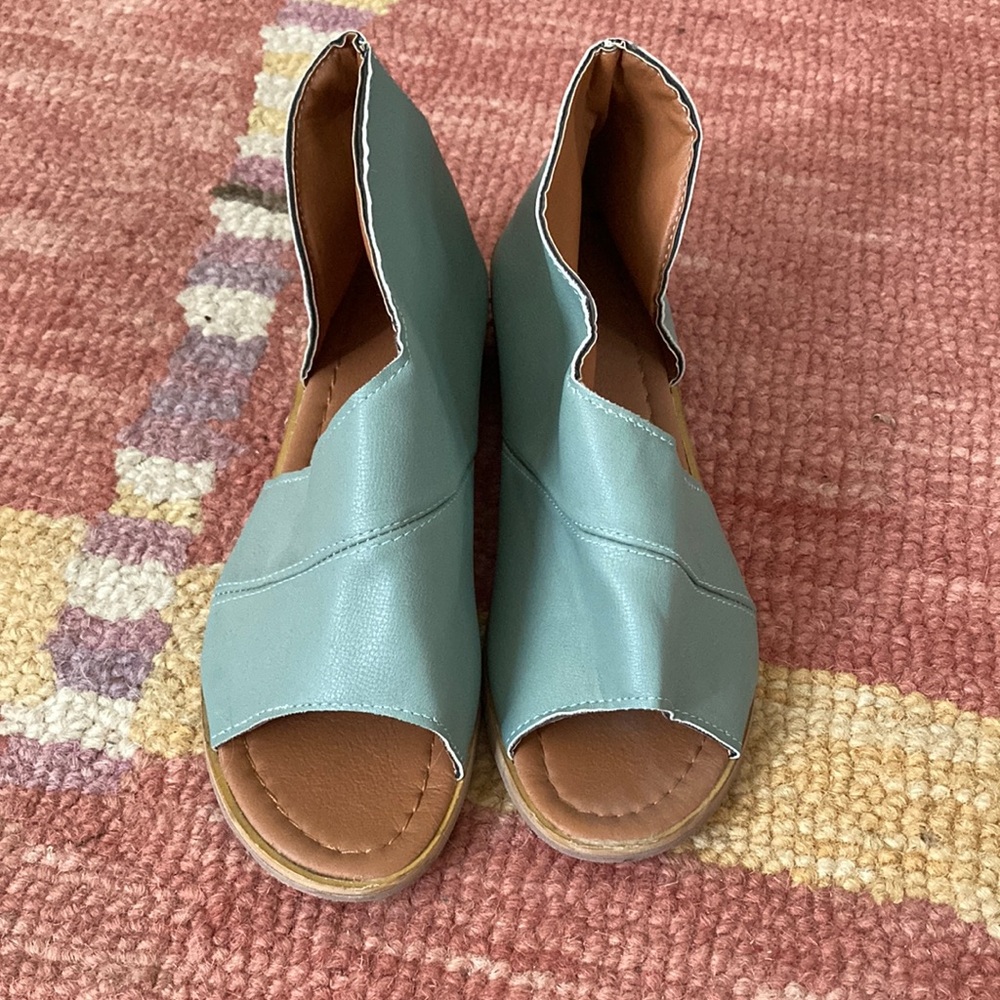 Dusty blue funky wraparound sandals